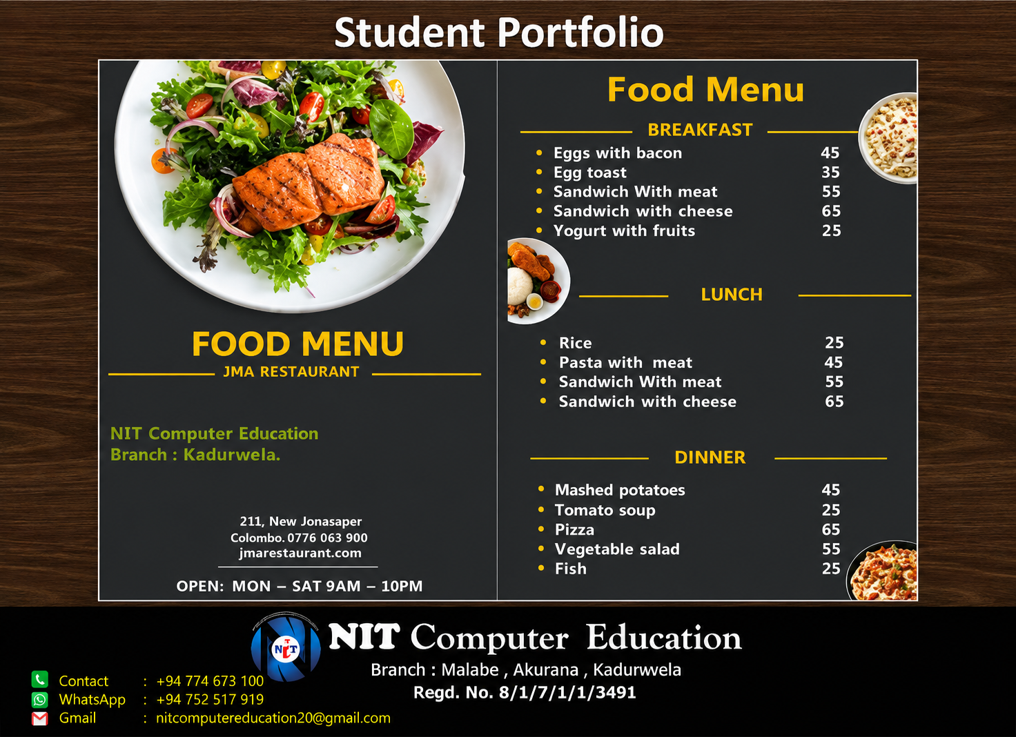 NIT Computer Education – Akeel’s Creative Food Menu Design Pro!